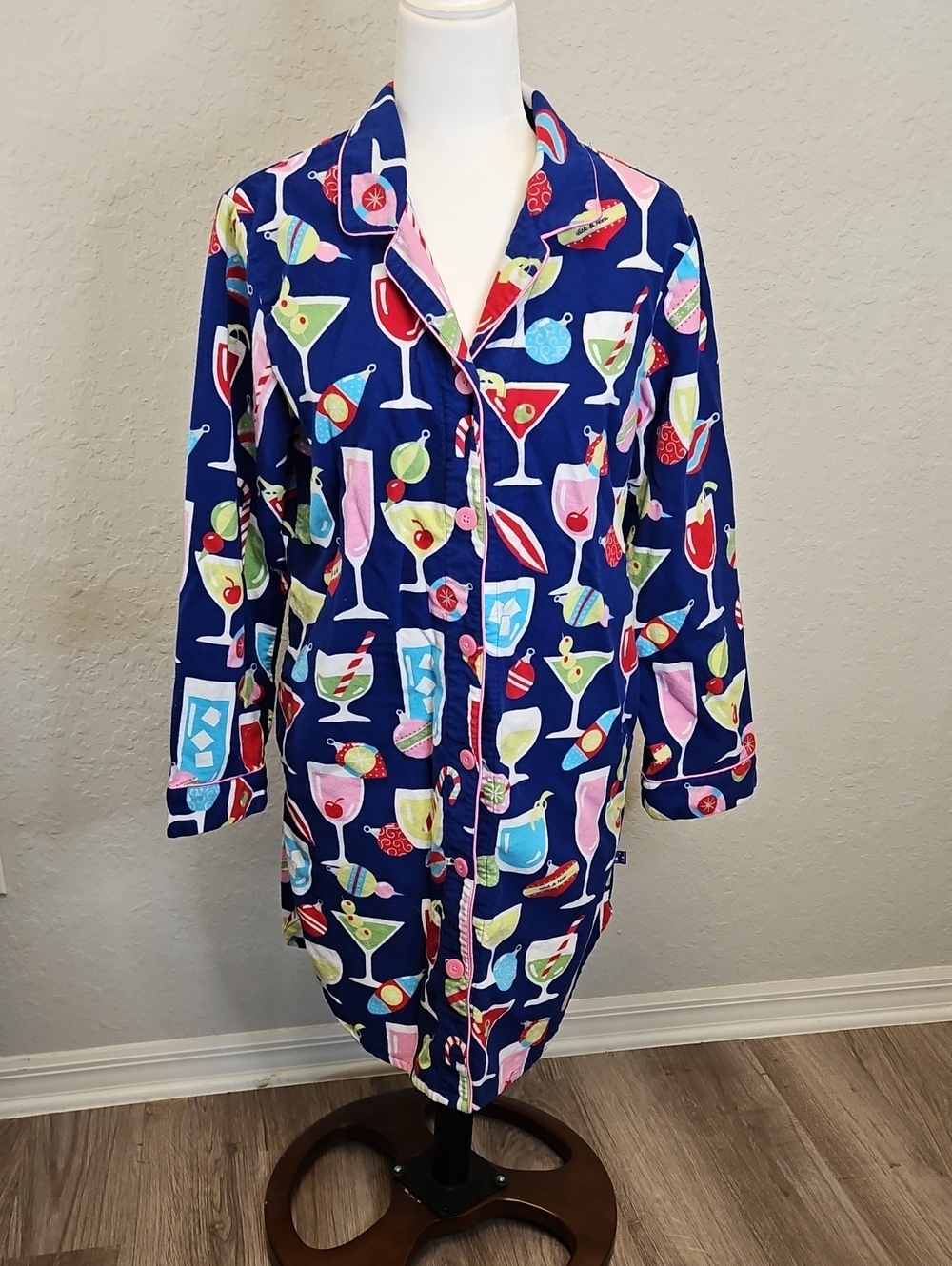 Nick & Nora Flannel Sleepshirt, 100% Cotton, Size Medium